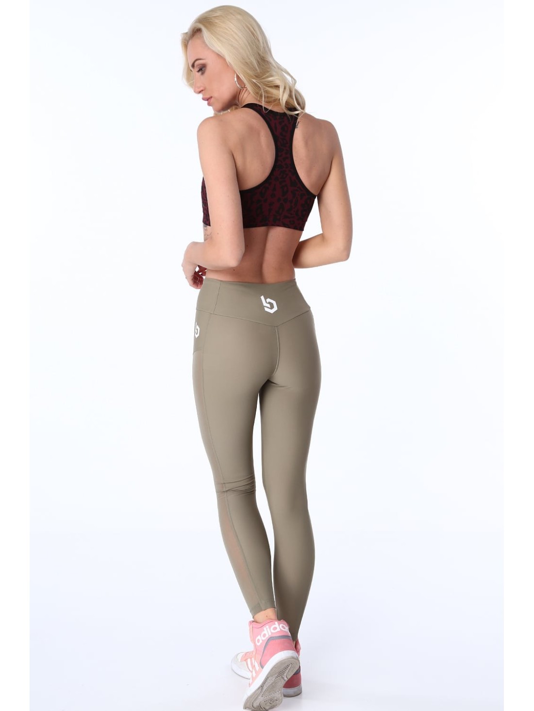 Leggings mit transparentem Khaki-Streifen MR13861 – Online-Shop – Boutique